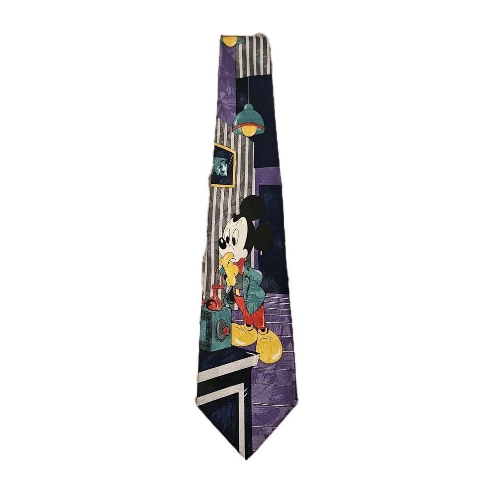 Vintage Disney Mickey Mouse 60" Necktie Purple Graphic Men's Tie